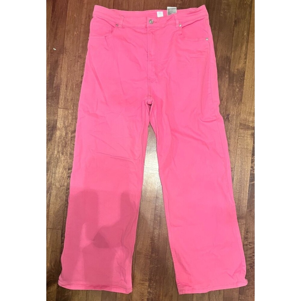 H&M Divided Vibrant Hot Pink Denim Wide Leg Jeans Size Large